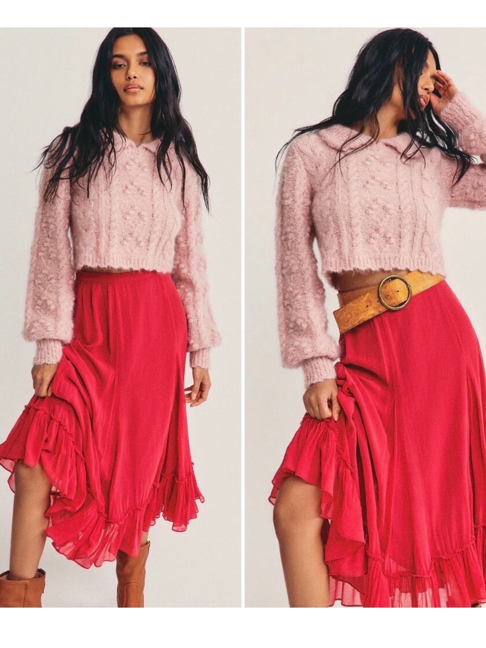 LOVESHACKFANCY Lil Silk Midi Skirt NWT